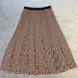 Adrianna Papell Pleated Maxi Skirt Medium Geometric Print Pink Boho Chic Retro
